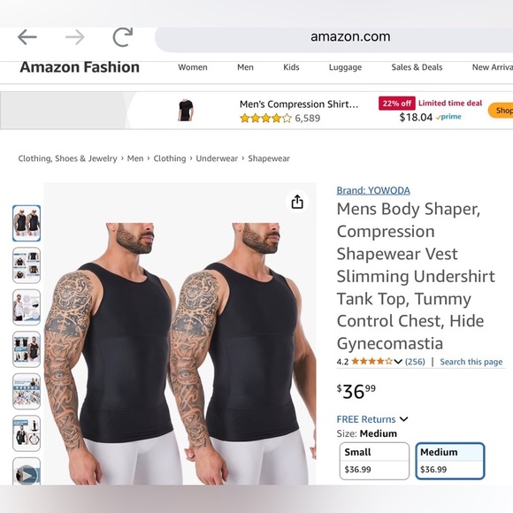 Set of Two: Yowoda Men’s Body Shaper |Compression Shapewear | Slimming Tank Top - Picture 11 of 12
